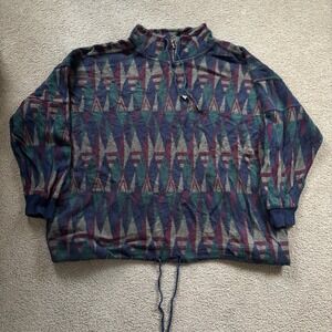 Vintage 1990s Venezia Fleece Quarter Zip Men's Extra Large Baggy Oversized Y2K
